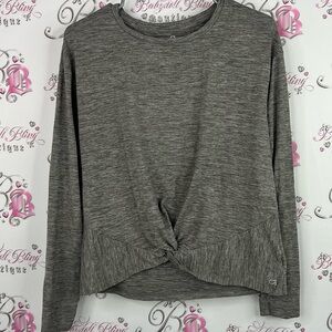 GAP long sleeve soft sport top stretchy heathered Gray Twist Front Sweatshirt